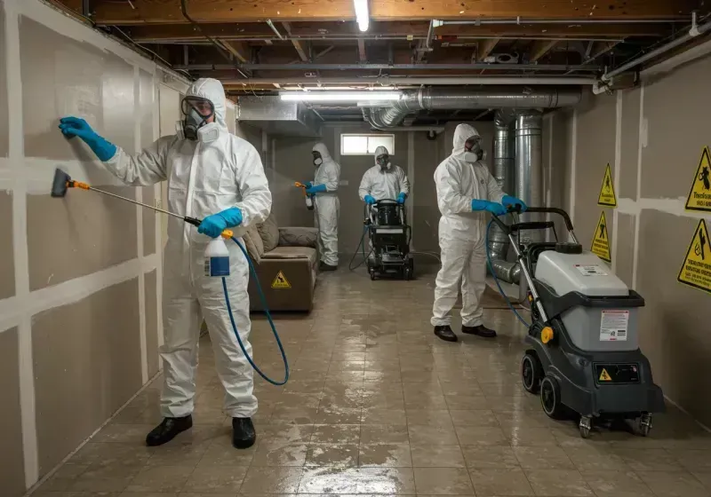 Basement Moisture Removal and Structural Drying process in East Pepperell, MA